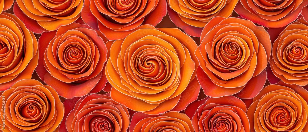 Orange roses in seamless floral pattern create vibrant and elegant background Orange roses in seamless floral pattern create vibrant and elegant background