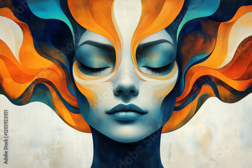 Mural flowing lines symbol of women’s transformation movement