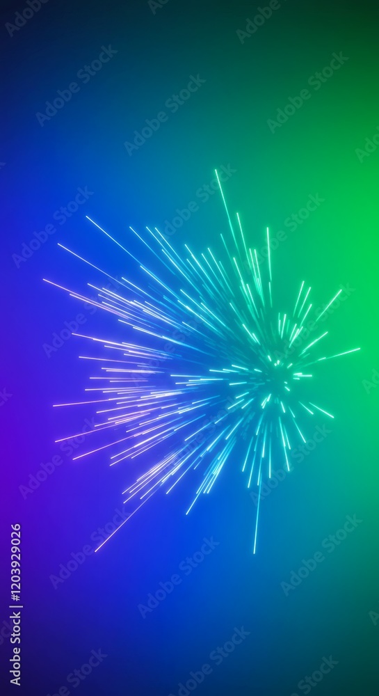 Obraz premium Abstract Neon Light Burst Vibrant Color Explosion Energy Rays Digital Art Background