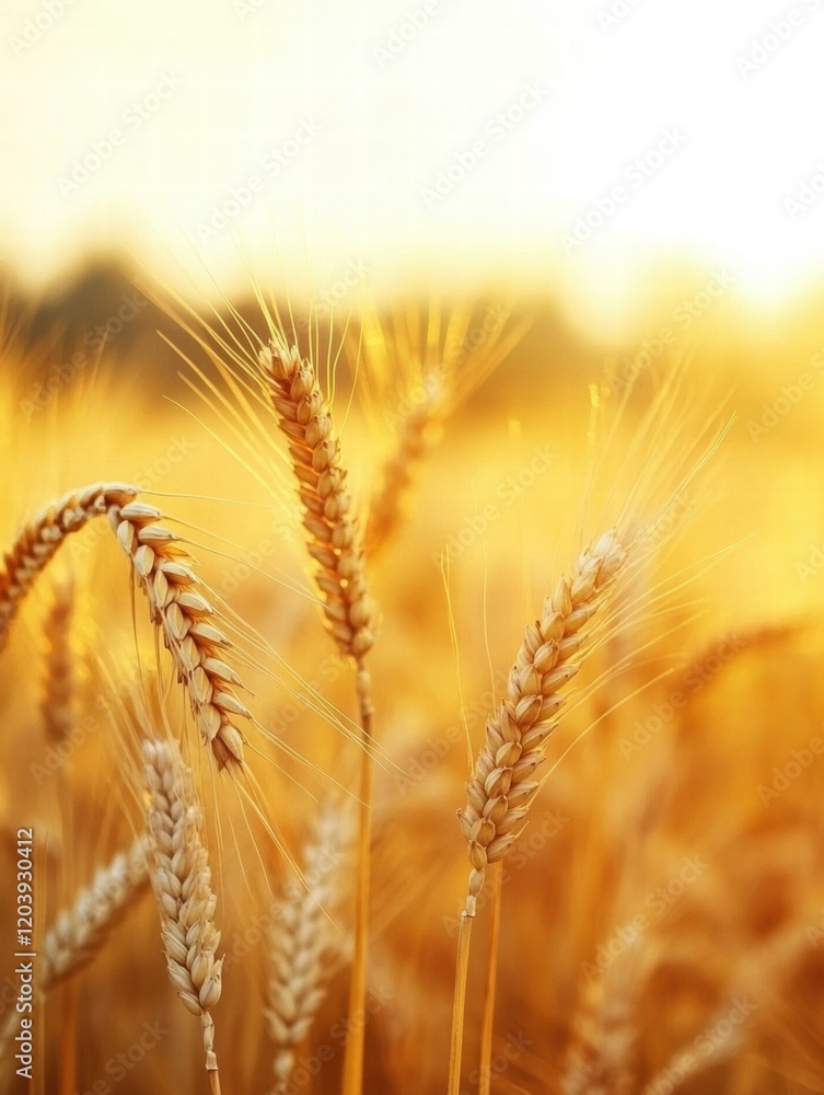 Golden wheat field swaying under warm sunlight at dusk during harvest season in late summer. Generative AI Golden wheat field swaying under warm sunlight at dusk during harvest season in late summer. Generative AI