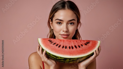 woman with watermelon