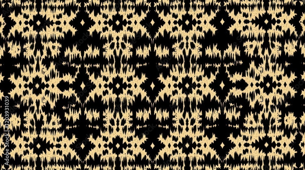 creepy atmosphere. Diamond seamless pattern featuring an ikat geometric folklore ornament in dark tones. Aztec-style folk embroidery and tribal ethnic vector texture creepy atmosphere. Diamond seamless pattern featuring an ikat geometric folklore ornament in dark tones. Aztec-style folk embroidery and tribal ethnic vector texture