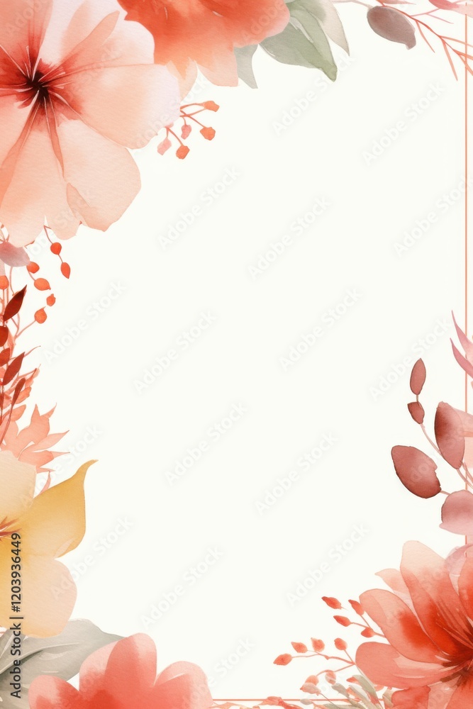 Fototapeta premium Floral design featuring soft orange and pink petals surrounding a blank space ideal for notes or invitations in a serene setting