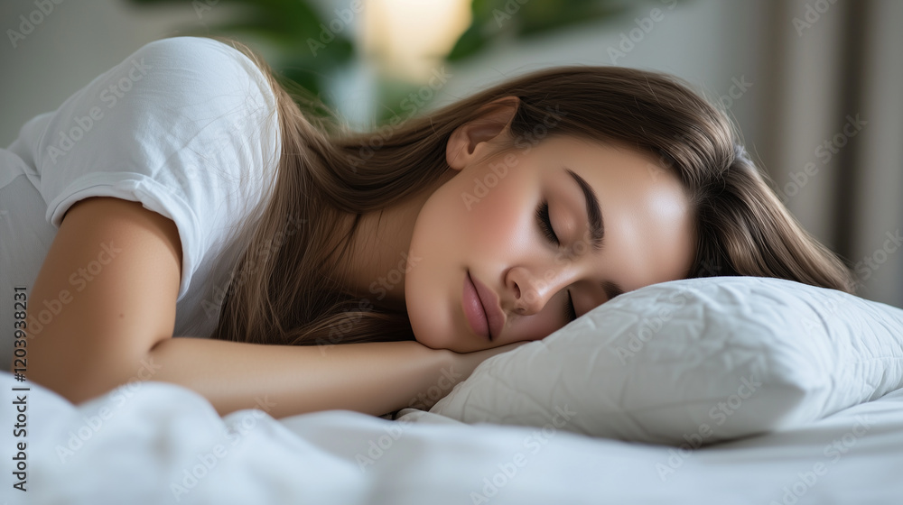 Obraz premium Woman sleeping calmly on a pillow
