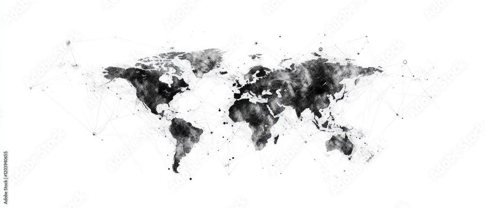 Fototapeta premium Global Network Connections A World Map Illustration