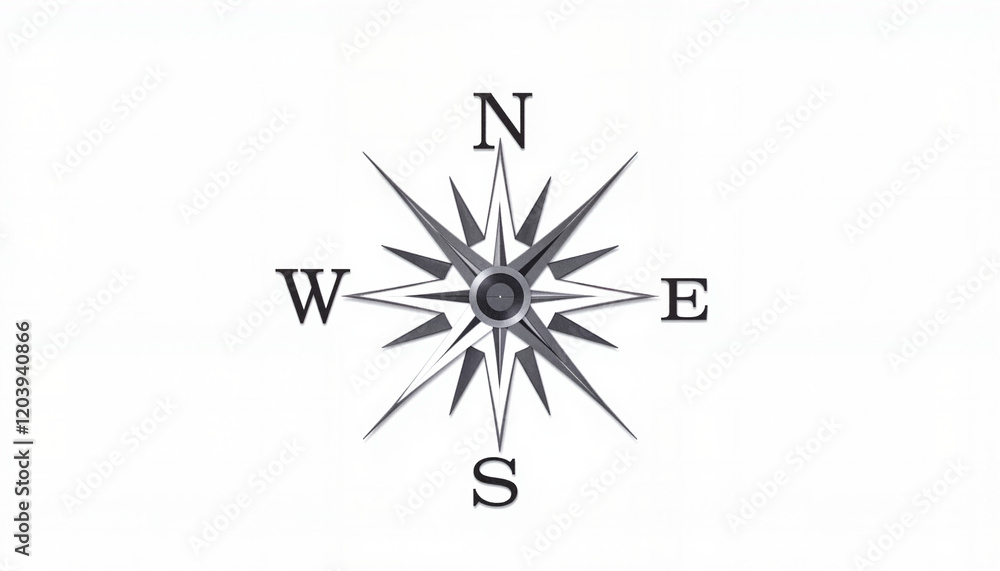 Modern compass illustration with sharp details, minimalist design Modern compass illustration with sharp details, minimalist design