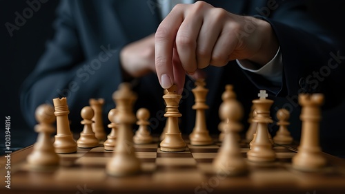 Wallpaper Mural Businessman moving chess piece on chess board game Torontodigital.ca