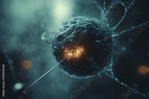 IVF Concept: Fertilized Egg Cell with Needle Depiction photo