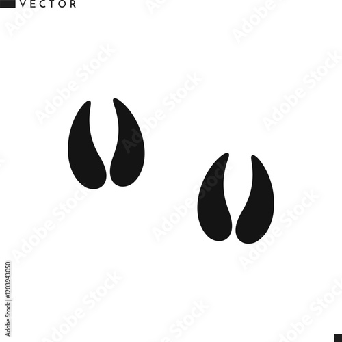 Goat footprint vector. Animal footprint silhouette 