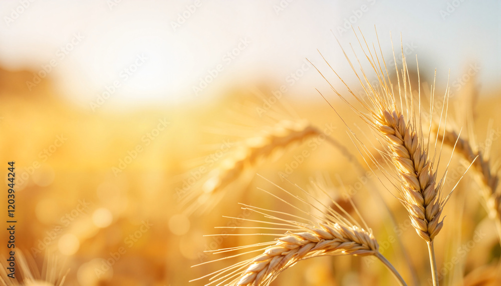 Golden wheat swaying in sunlight, symbol of agriculture Golden wheat swaying in sunlight, symbol of agriculture