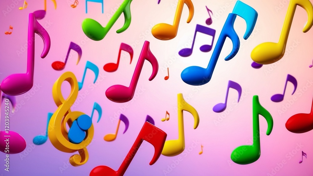 Colorful 3D music notes floating in vibrant space create an artistic and lively atmosphere for any music lover. Generative AI Colorful 3D music notes floating in vibrant space create an artistic and lively atmosphere for any music lover. Generative AI