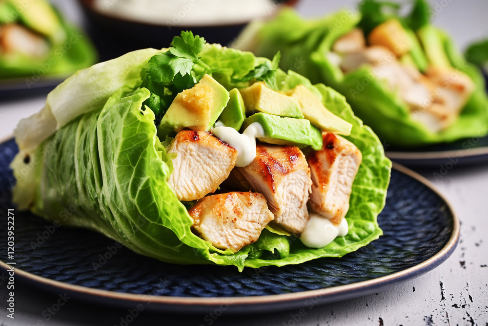 Fresh keto lettuce wrap bursting with flavor and wholesome ingredients for healthy eating Fresh keto lettuce wrap bursting with flavor and wholesome ingredients for healthy eating