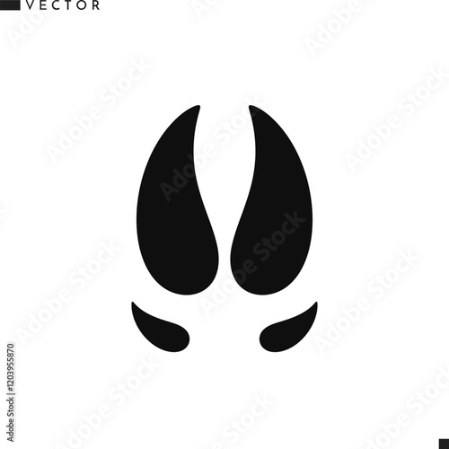 Pig footprint silhouette. Animal footprint vector. Wild boar sign