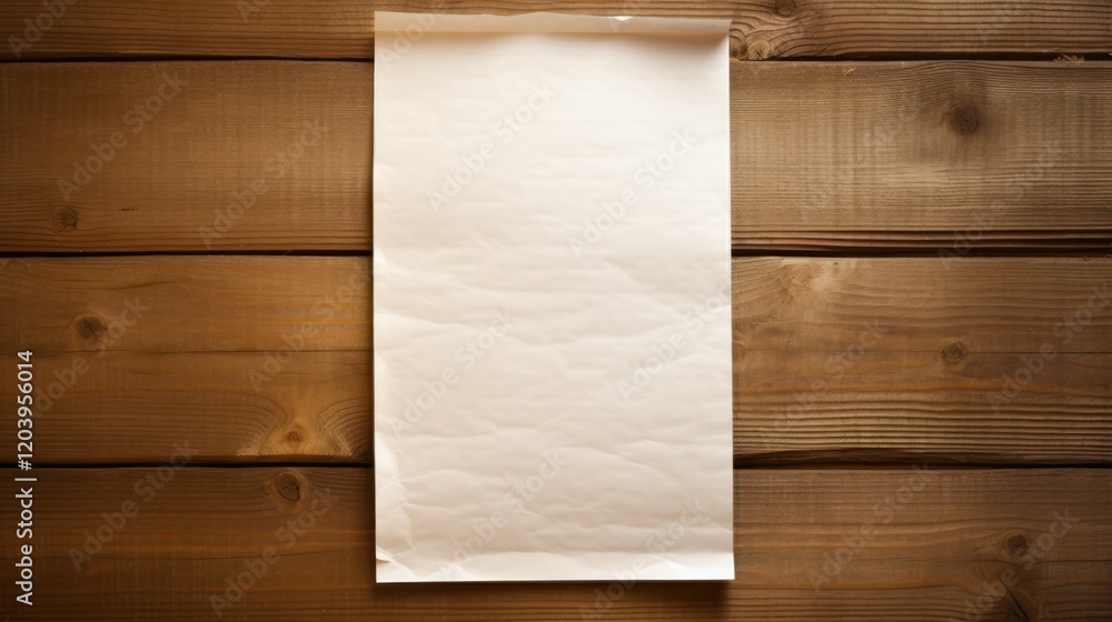 Fototapeta premium Minimalistic sheet against wooden wall texture