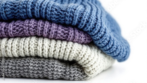 cozy knitted hat, soft folded yarn texture, detailed knitting patterns, isolated on a white background