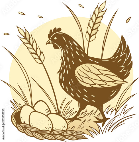 Mother Chicken Vector: A Cute and Charming Illustration