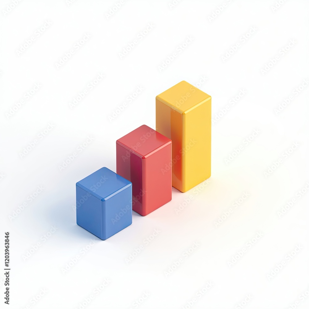 An isometric depiction coorful bar chart icon An isometric depiction coorful bar chart icon