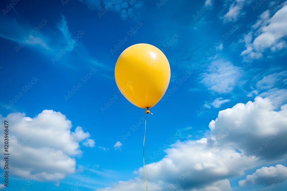 Fototapeta premium Yellow Balloon Against Blue Sky