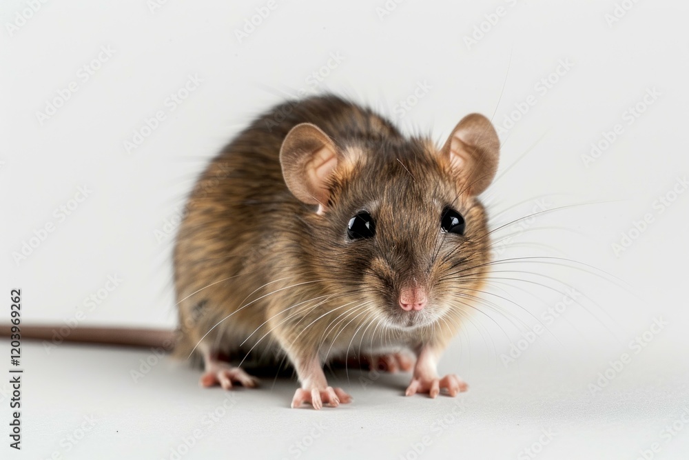 Studio shot of a brown house mouse posing on a seamless white background Studio shot of a brown house mouse posing on a seamless white background
