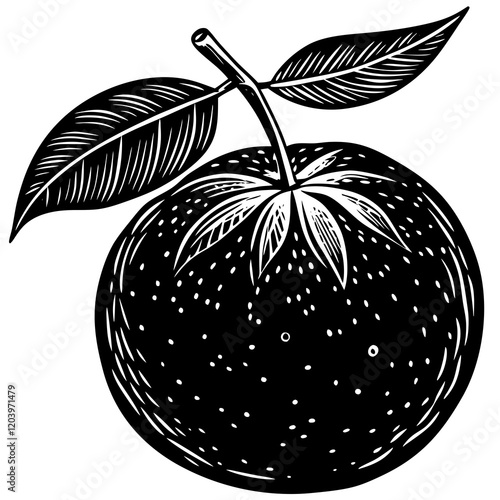 illustration of an Tangerine with leaves