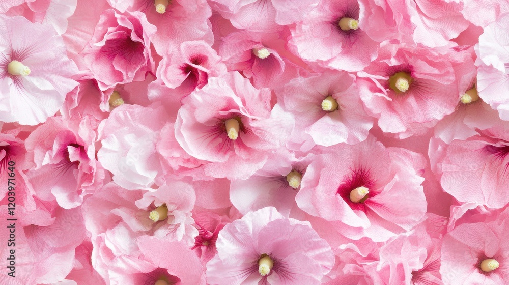 Mini pink hollyhocks pattern, vibrant floral design, intricate details, perfect for textiles, wallpapers, and decorative projects Mini pink hollyhocks pattern, vibrant floral design, intricate details, perfect for textiles, wallpapers, and decorative projects