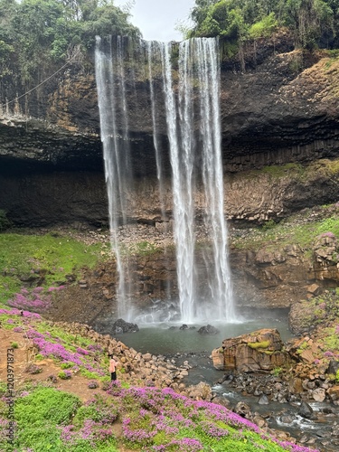 Beautiful waterfall view in southern Laos