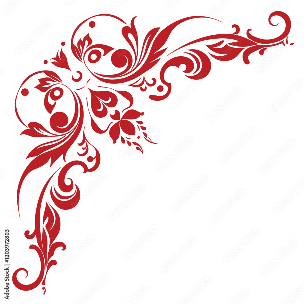 Abstract floral vector pattern with black ornate leaf and curl elements Abstract floral vector pattern with black ornate leaf and curl elements