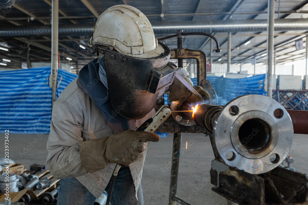 Close-Up of Welding a Metal Pipe Joint Close-Up of Welding a Metal Pipe Joint