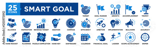 Smart Goal icon collection set. Containing design target, smart, business, management, concept, success	