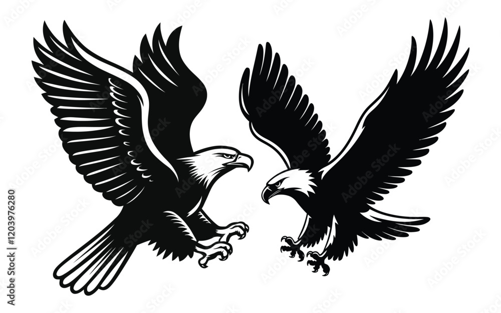 Obraz premium Two Eagles Facing Off