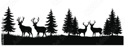Deer in the Forest Silhouette
