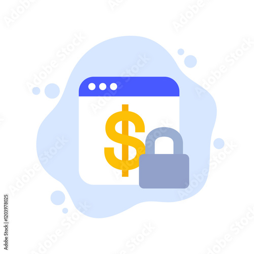 Blocked money account icon, flat vector design