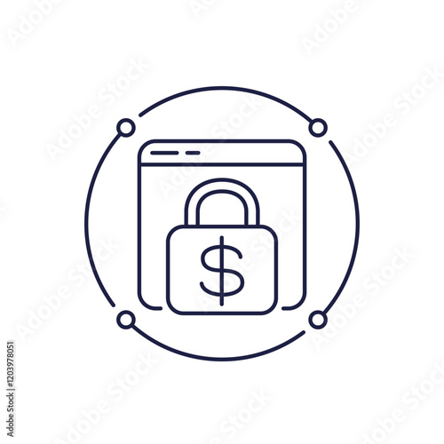 Blocked money account icon in line design