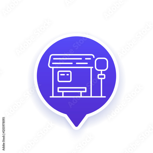 bus stop vector icon in line design