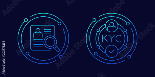 KYC icons, know your customer, linear design