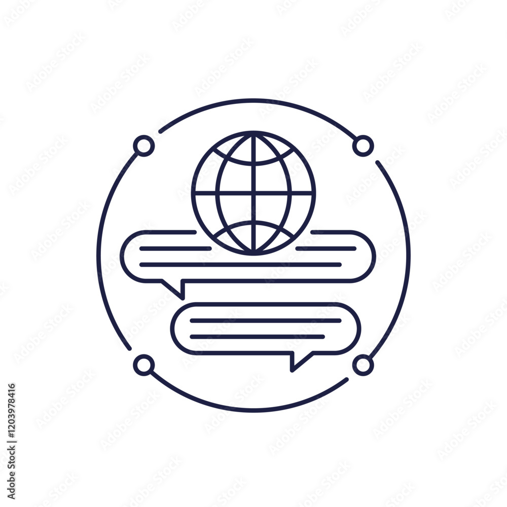 multi language translator icon in line design multi language translator icon in line design