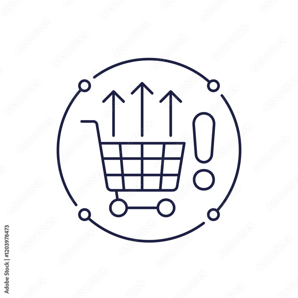 overconsumption line icon with a shopping cart overconsumption line icon with a shopping cart