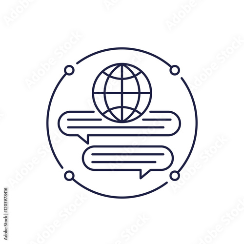 multi language translator icon in line design