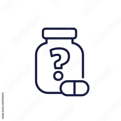 unknown medication or pills line icon on white