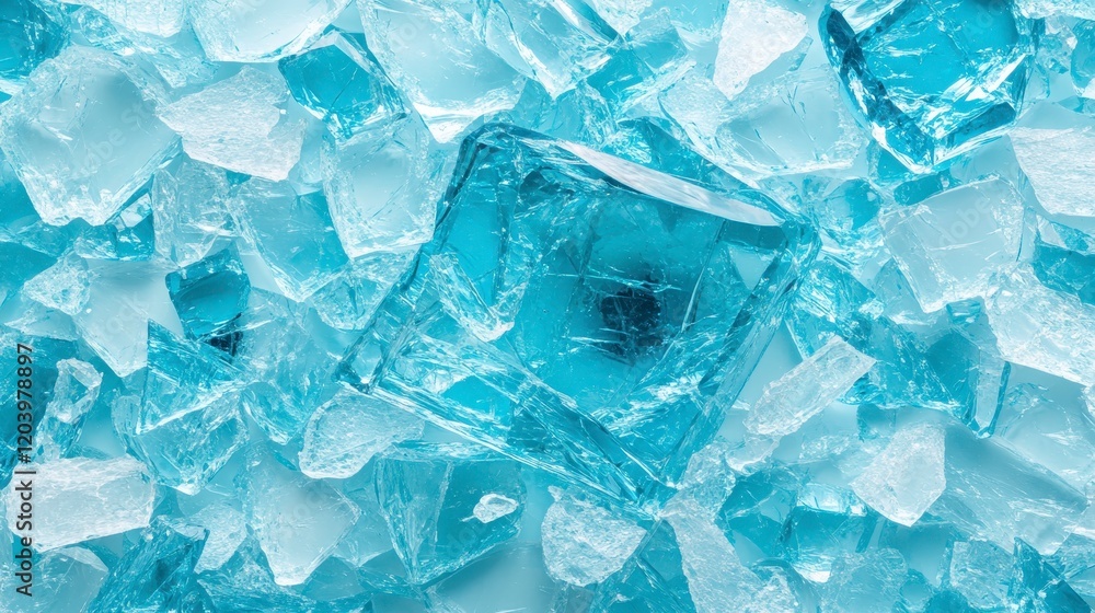 Obraz premium Sparkling Blue Ice Chunks Cracked Ice Pieces Frozen Texture Background