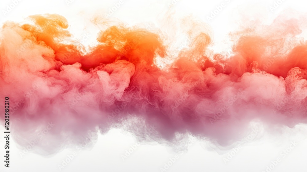 Fototapeta premium Abstract Colorful Smoke Cloud Red Orange Pink Hues Swirling Vapor Artistic Design Element