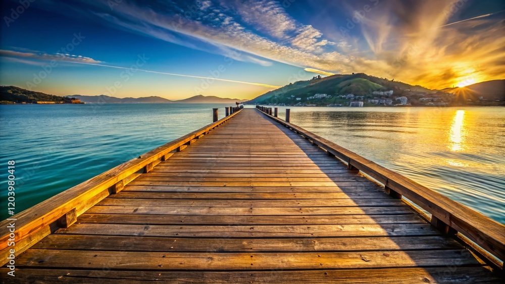 Fototapeta premium Sausalito Wooden Pier, San Francisco Bay Area: Scenic California Waterfront