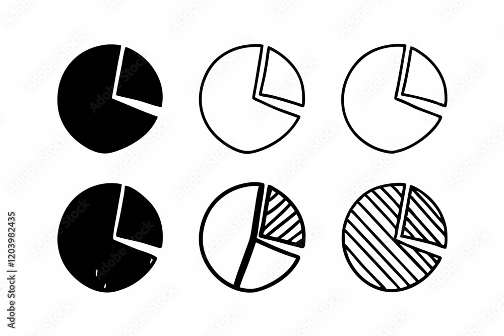 Minimalist Pie Chart Icon Set 
Line Art Icon set