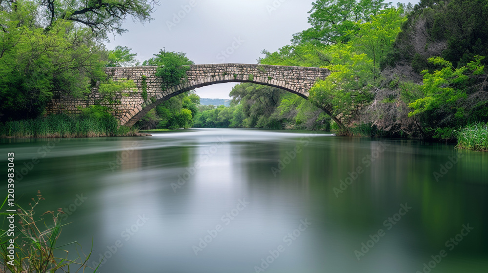 Ancient Stone Bridge over Serene Waters Ancient Stone Bridge over Serene Waters