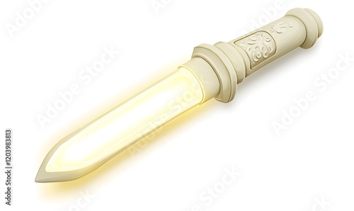 Illuminated ornate dagger with glowing blade. photo