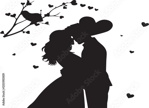 Valentine’s day silhouette of a couple