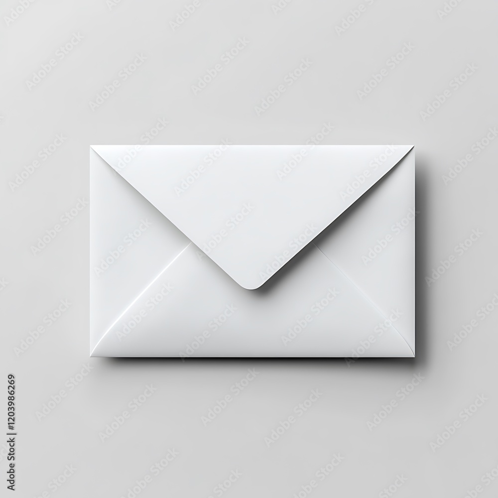 Elegant Minimalist White Envelope on Clean Grey Background Elegant Minimalist White Envelope on Clean Grey Background