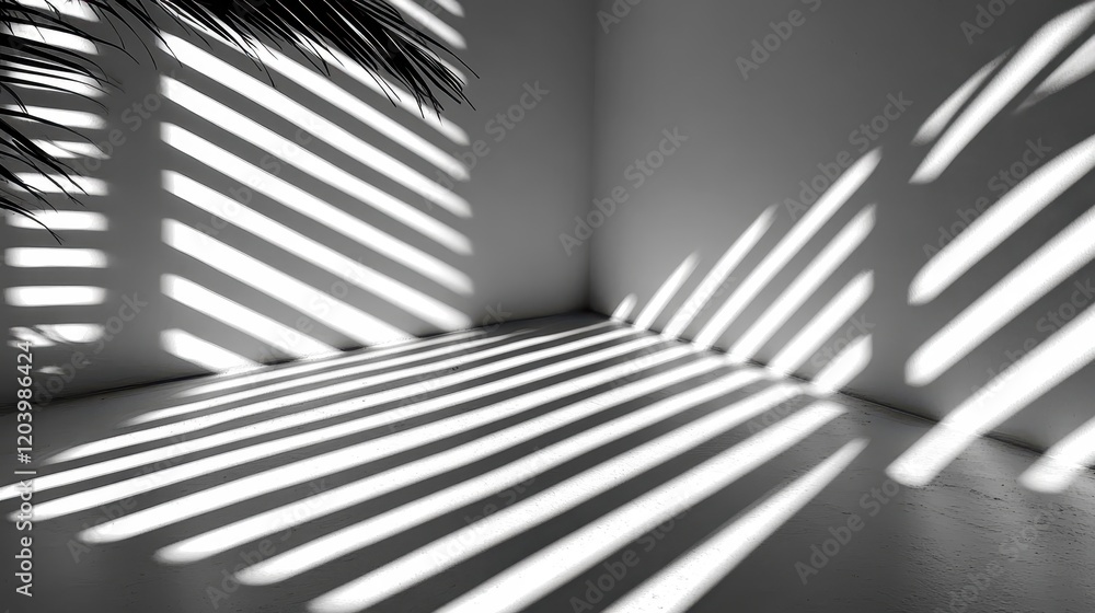 Abstract Black and White Striped Shadows Palm Leaf Light and Shadow Photography Minimalist Interior Abstract Black and White Striped Shadows Palm Leaf Light and Shadow Photography Minimalist Interior