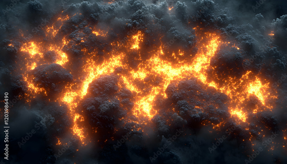 Fiery volcanic eruption texture; abstract fiery landscape. Perfect for backgrounds, design, and visual effects. Fiery volcanic eruption texture; abstract fiery landscape. Perfect for backgrounds, design, and visual effects.