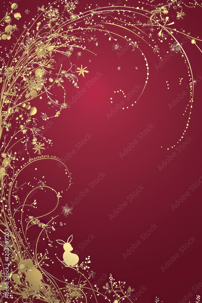 Minimalist Festive Frame with Golden Elements for Celebrating Chinese New Year and Easter, Featuring Floral Designs and Delicate Patterns Minimalist Festive Frame with Golden Elements for Celebrating Chinese New Year and Easter, Featuring Floral Designs and Delicate Patterns